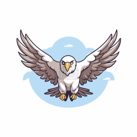 Illustration for Eagle with wings in the sky. Vector illustration in cartoon style. - Royalty Free Image