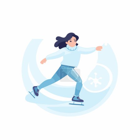 Illustration for Girl skating on ice rink. Winter sport. Vector illustration in cartoon style - Royalty Free Image