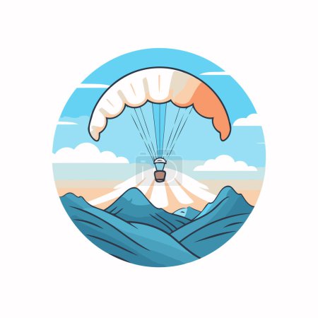 Illustration for Parachute flying in the sky. Paraglider in the sky. Vector illustration. - Royalty Free Image