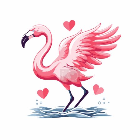 Illustration for Flamingo in love. Vector illustration isolated on white background. - Royalty Free Image