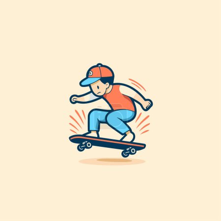Ilustración de Skateboarder vector ilustración. Patinador montando en un monopatín. - Imagen libre de derechos
