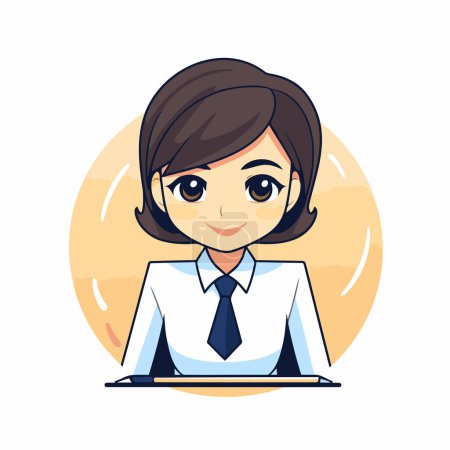 Ilustración de Mujer de negocios con el diseño de ilustración de vectores de carácter avatar portátil. Concepto empresarial. - Imagen libre de derechos