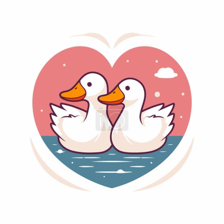Illustration for Couple of swans in love. Vector illustration in flat style - Royalty Free Image
