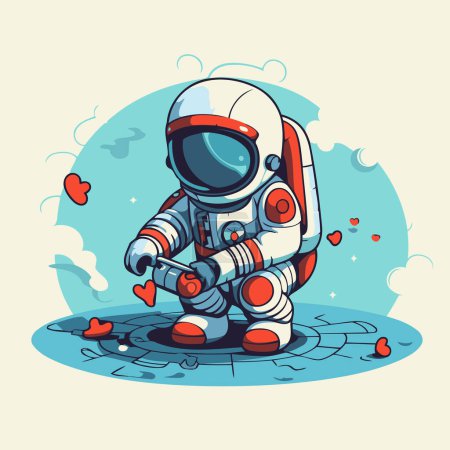 Illustration for Astronaut in spacesuit. Cute cartoon vector illustration. - Royalty Free Image