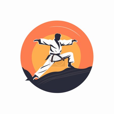 Illustration for Taekwondo. Vector illustration of a taekwondo fighter - Royalty Free Image