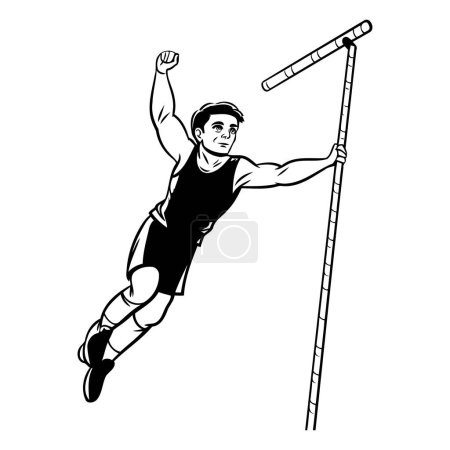 Ilustración de Ilustración de un lanzador de jabalina macho saltando desde un poste - Imagen libre de derechos