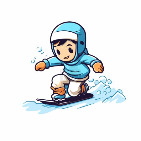 Illustration for Skiing boy. Vector illustration of a snowboarder. - Royalty Free Image