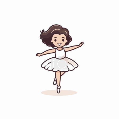 Cute little ballerina in a white tutu. Vector illustration.