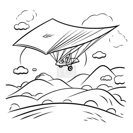 Illustration for Paraglider flying in the sky. doodle style - Royalty Free Image