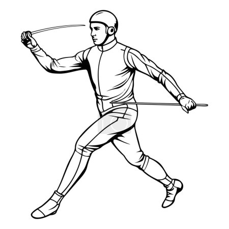 Illustration for Fencing player with a sword. Vector illustration of a fencing athlete. - Royalty Free Image