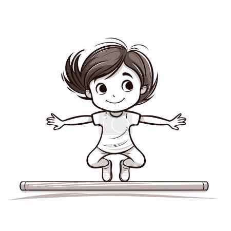 Téléchargez les illustrations : Jolie petite ballerine debout sur le bar. Illustration vectorielle. - en licence libre de droit