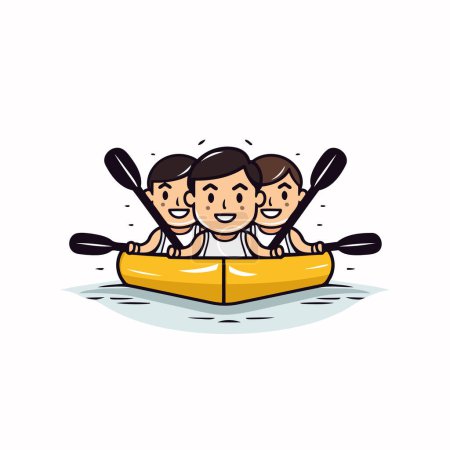 Ilustración de Grupo de personas en kayak. Ilustración vectorial sobre fondo blanco. - Imagen libre de derechos