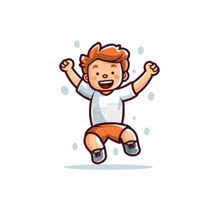 Illustration for Cute happy boy jumping. Vector illustration in cartoon comic style. - Royalty Free Image