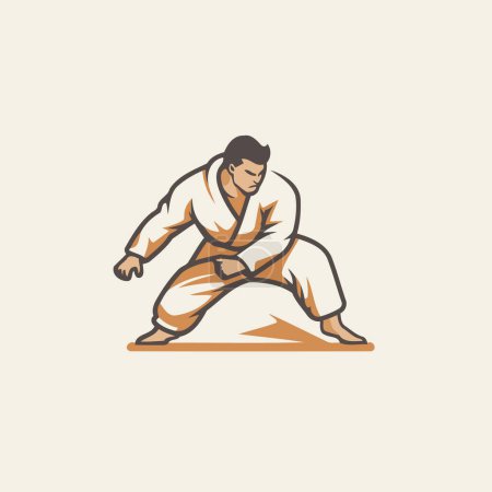 Illustration eines Judokämpfers auf weißem Hintergrund. Vektorillustration