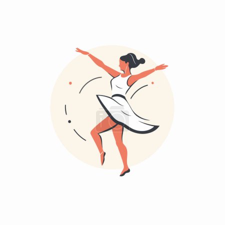 Illustration for Ballerina in a white dress. Vector illustration in a flat style. - Royalty Free Image