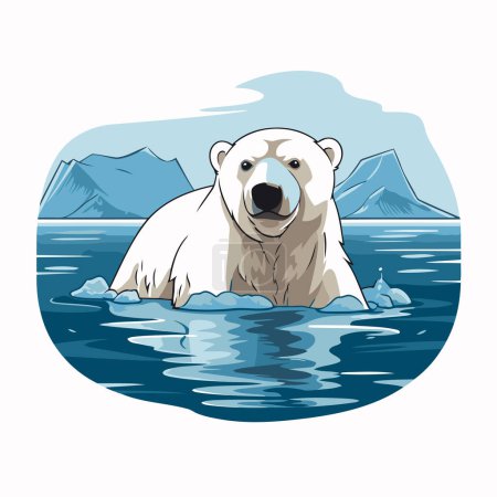 Téléchargez les illustrations : Ours polaire sur l'eau. Illustration vectorielle dans le style dessin animé. - en licence libre de droit