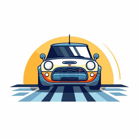 Illustration for Car on the road. Vector illustration in flat style. Side view. - Royalty Free Image