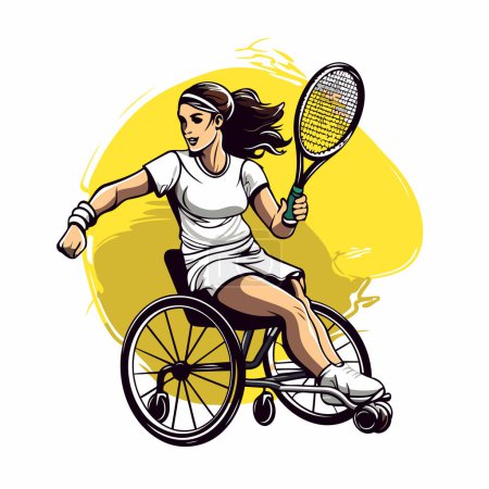 Téléchargez les illustrations : Joueur de tennis en fauteuil roulant. Illustration vectorielle du joueur de tennis. - en licence libre de droit