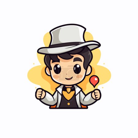 Illustration for Vector illustration. Cute boy in a hat with map pointer. - Royalty Free Image