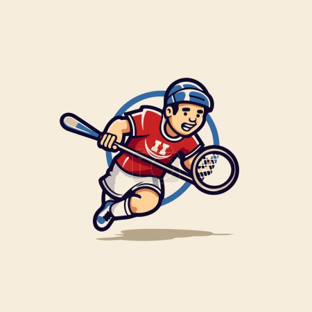 Illustration for Ice hockey player with ball and stick. sport vector logo illustration. - Royalty Free Image
