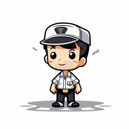 Illustration for Cute Cartoon Policeman - Mascot Character Vector Illustration - Royalty Free Image