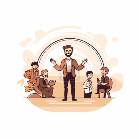 Illustration for Businessman with a group of people. Vector illustration in flat style - Royalty Free Image