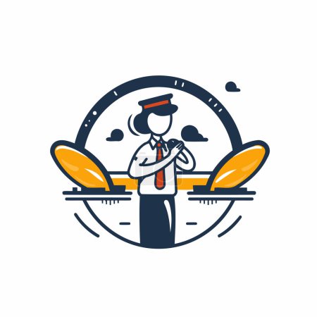 Ilustración de Plantilla de logotipo de Paddle boarding. Ilustración vectorial en estilo de línea fina. - Imagen libre de derechos