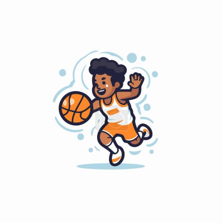 Téléchargez les illustrations : Joueur de basket-ball avec balle. Illustration vectorielle sur fond blanc. - en licence libre de droit