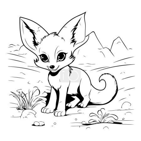 Téléchargez les illustrations : Mignon dessin animé fennec fox. Illustration vectorielle pour livre à colorier. - en licence libre de droit