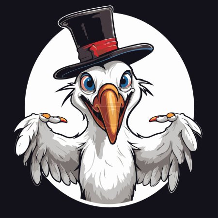Illustration for Eagle in a top hat. Vector illustration on a black background. - Royalty Free Image
