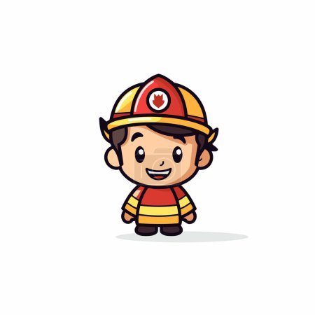 Illustration for Fireman character design. Cute fireman vector illustration in cartoon style. - Royalty Free Image