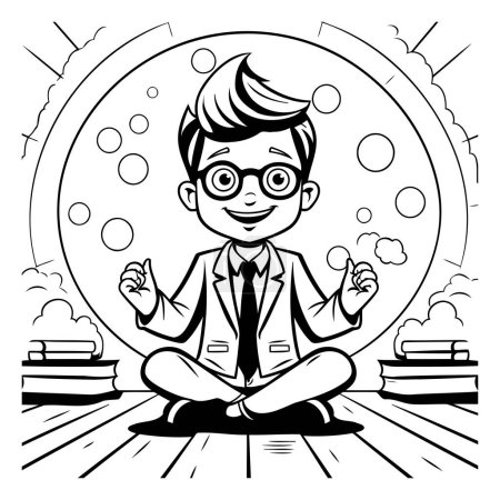 Illustration for Businessman meditating in the lotus position. Vector illustration. - Royalty Free Image