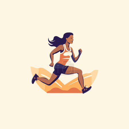 Illustration for Running woman. Vector illustration in flat design style. Sport and healthy lifestyle. - Royalty Free Image