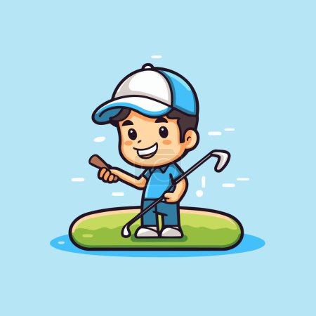 Illustration for Golfer Playing Golf Cartoon Mascot Character Illustration Design - Royalty Free Image