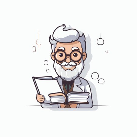 Illustration for Scientist with notebook and pen. Vector illustration. Cartoon character. - Royalty Free Image