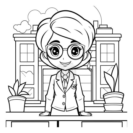 Illustration for Black and White Cartoon Illustration of Little Boy Student or Schoolboy Character for Coloring Book - Royalty Free Image