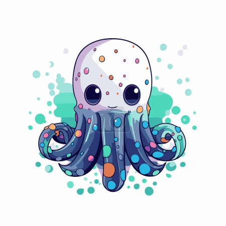 Illustration for Octopus. Cute cartoon character. Vector illustration isolated on white background. - Royalty Free Image