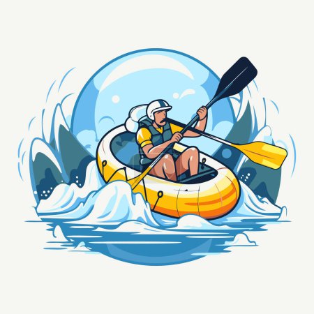 Téléchargez les illustrations : Kayak. Illustration vectorielle en style dessin animé. Canoë. - en licence libre de droit