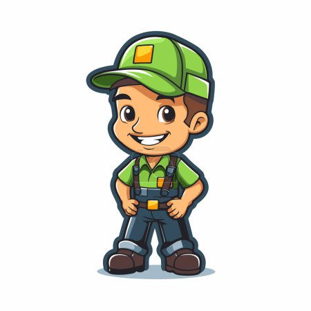 Illustration for Worker worker character cartoon style vector illustration isolated on white background. - Royalty Free Image