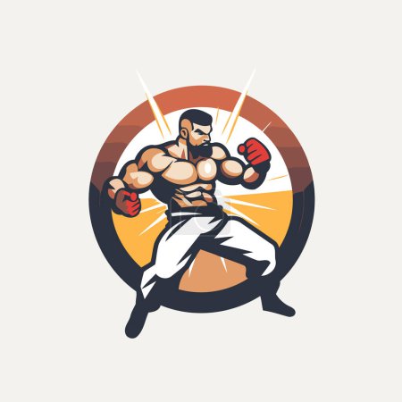 Design-Vorlage für das Logo des Boxsports. Vektor-Illustration eines Boxkämpfers.