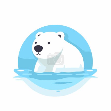 Ilustración de Oso polar en el agua. Ilustración vectorial en estilo plano. - Imagen libre de derechos