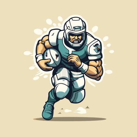 Astronaut running with a ball in his hands. Vector illustration.