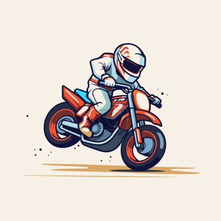 Ilustración de Motociclista montando una motocicleta. Ilustración vectorial en estilo retro. - Imagen libre de derechos