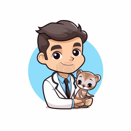 Illustration for Veterinarian with dog. Vector illustration of a cartoon character. - Royalty Free Image