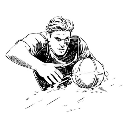 Illustration for Soccer player with ball. Vector illustration of a soccer player. - Royalty Free Image