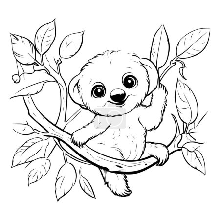 Téléchargez les illustrations : Mignon koala sur une branche d'arbre. Livre à colorier pour enfants. - en licence libre de droit