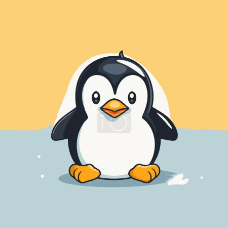 Téléchargez les illustrations : Mignon pingouin sur la glace. Illustration vectorielle du personnage de dessin animé. - en licence libre de droit