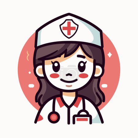 Illustration for Cute nurse cartoon character. Vector illustration of a nurse in uniform. - Royalty Free Image