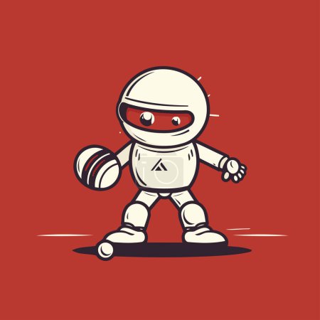 Illustration for Astronaut cartoon character. Vector illustration. Isolated on red background. - Royalty Free Image