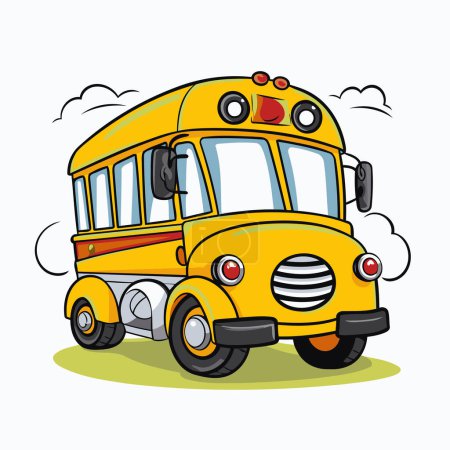 Illustration for School bus design over white background. vector illustration.&#xA; - Royalty Free Image